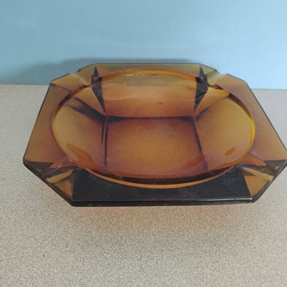 Viking Glass Vintage Amber Ashtray MCM - Picture 2 of 4